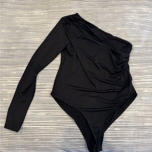 Zara Black Asymmetric Long-Sleeve Bodysuit